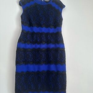 Jessica Blue Sheath Mini Dress Sleeveless Crew Neck